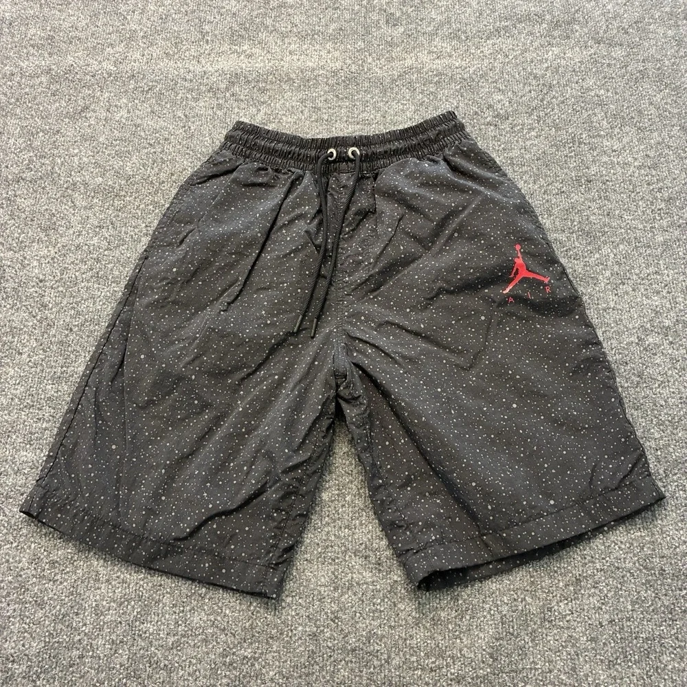 Nike Air Jordan Poolside Mesh Lined Shorts Mens Size Small Cement Black Jumpman